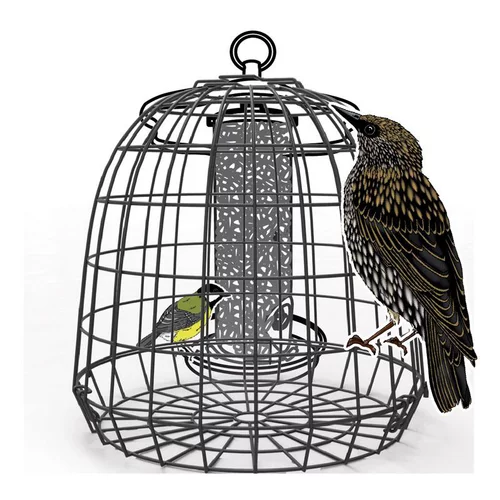 Cage de protection anti-étourneaux noire en métal Ø 27,5 x 25 cm