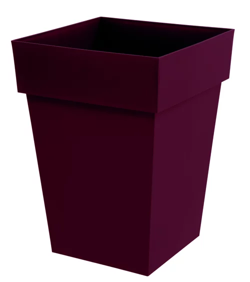 Pot carré mi haut en plastique rouge Bourgogne Eda Toscane 51 L - 39 x 39 x 53 cm