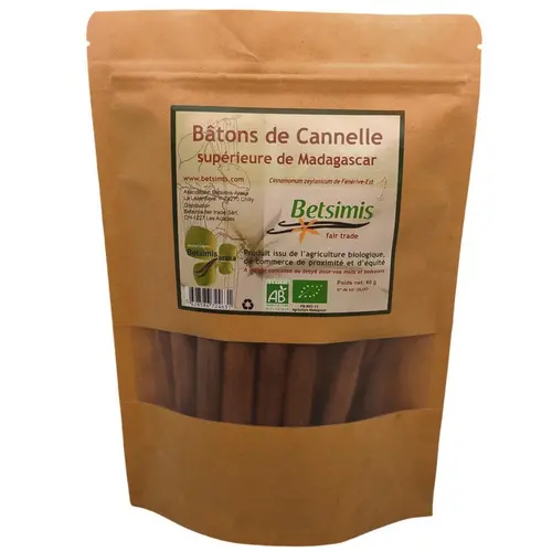 Bâtons de cannelle bio de Madagascar Betsimis - 80 g