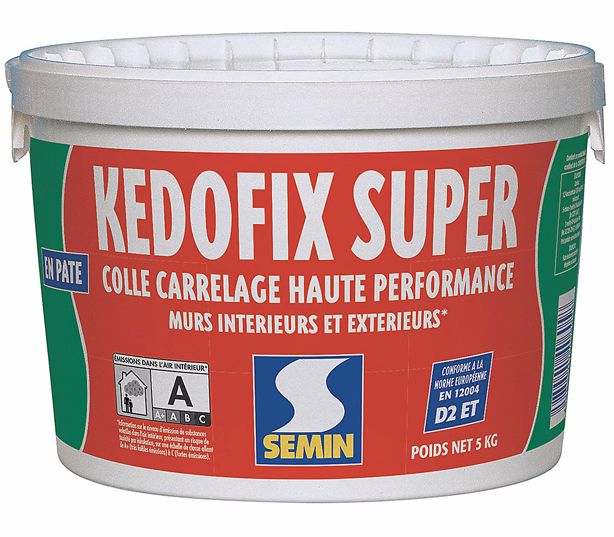 Colle pour Carrelage Haute Performance Kedofix Semin – Prêt à l'emploi, Intérieur/extérieur, seau de 5 kg