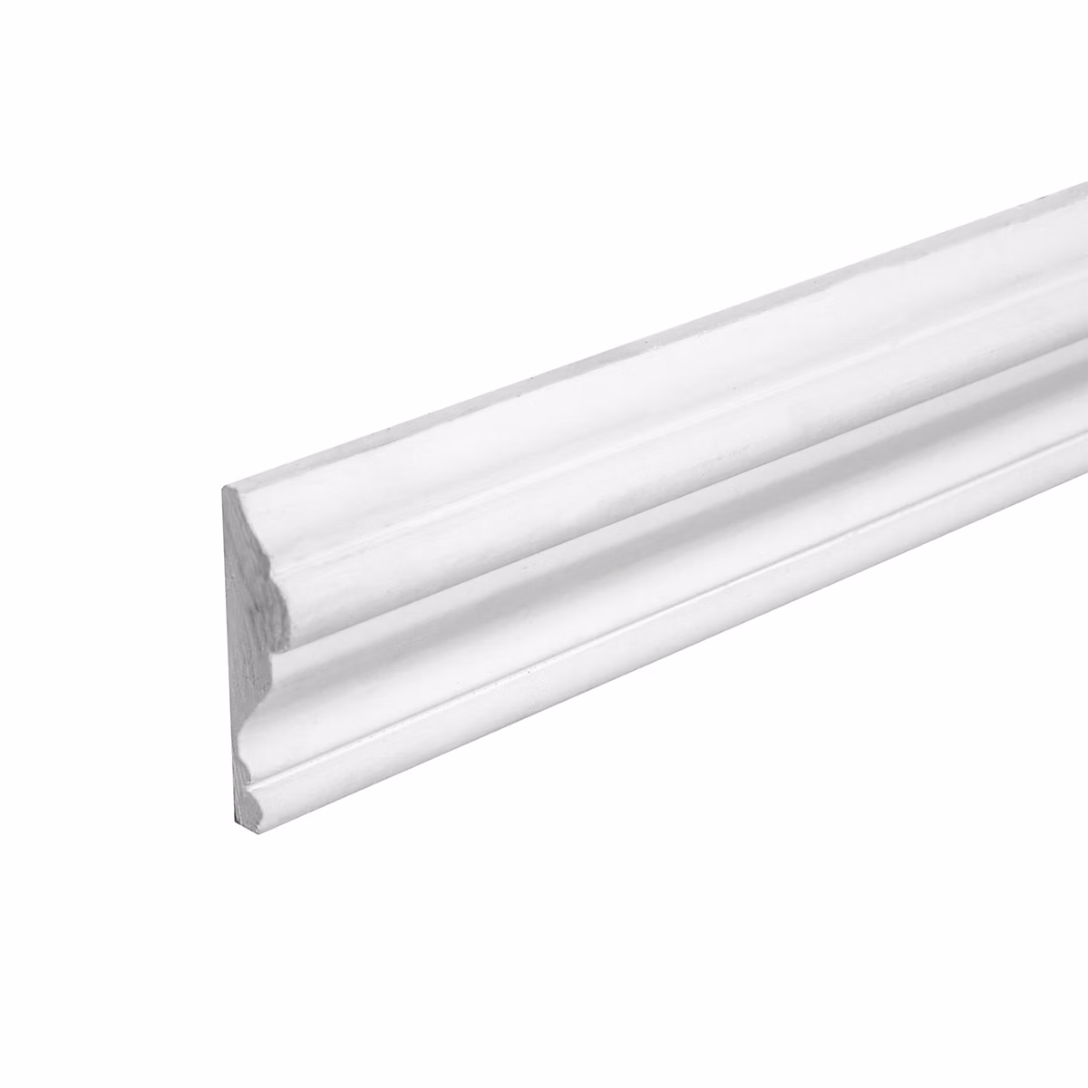 Cimaise Bois de Pin Merkusii – Enduite Gesso Blanc, 18 × 62 × 2200mm, Moulure, Lame de Soubassement