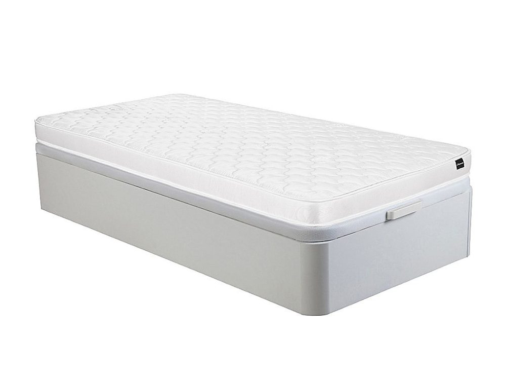 Ensemble 90 × 190 cm sommier coffre blanc + matelas mousse ép.15cm – DANAE II de YSMÉE