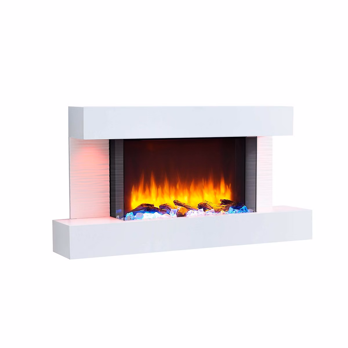 Cheminée électrique BALDERIA Aieda – Cheminée sur pied | chauffage 2000 W | Blanc