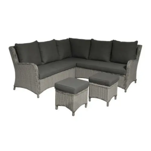 Salon de jardin d'angle Toulon en aluminium et résine tressée gris Proloisirs