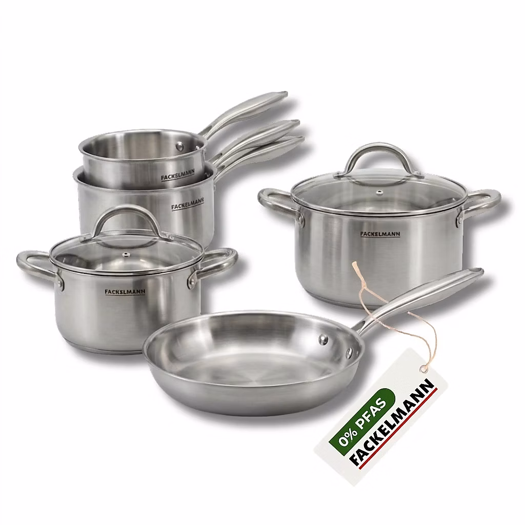 Matériel de cuisson – Batterie de cuisine avec 1 poêle 26 cm 2 casseroles 14/18 cm et 2 faitouts 20/24 cm sans PFAS Fackelmann Vita3