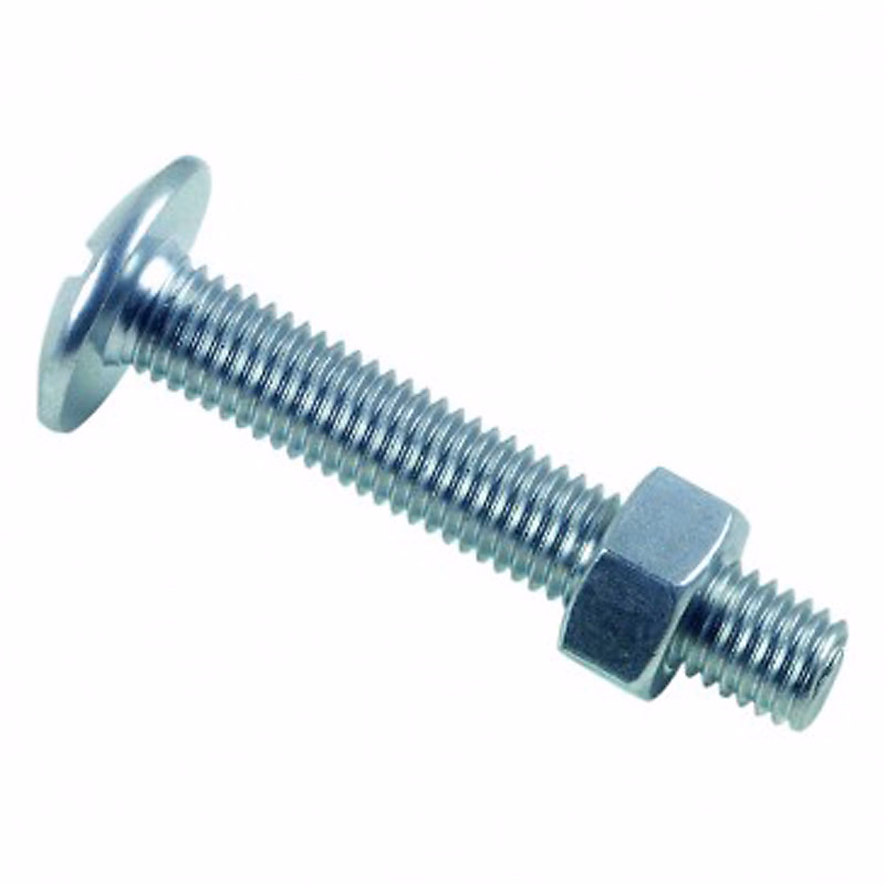 Boulon poêlier LENNIE tête ronde large M10 × 60 – acier zingué, boîte de 50, BRL1006002B