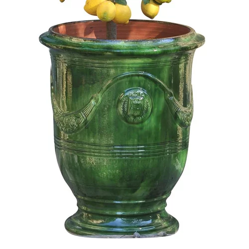 Vase Anduze tradition vert en terre cuite émaillée H 68 x Ø 53 cm