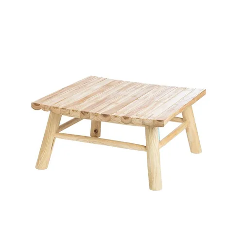 Table basse carrée coloris beige en teck - 80 x 80 x 40,5 cm