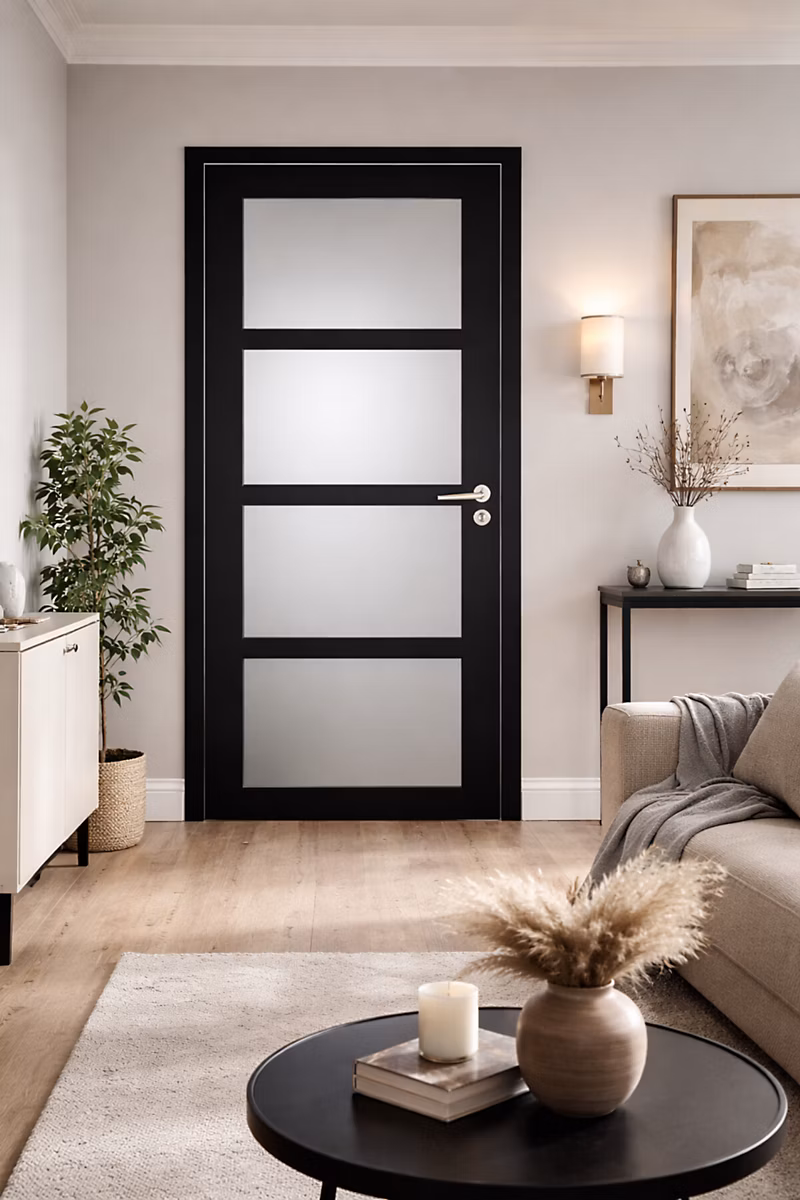 Bloc Porte Telia Noir Vitrée H204 X L73 Cm Côte Tableau P.gauche – poignee Pomerol Gd Menuiseries