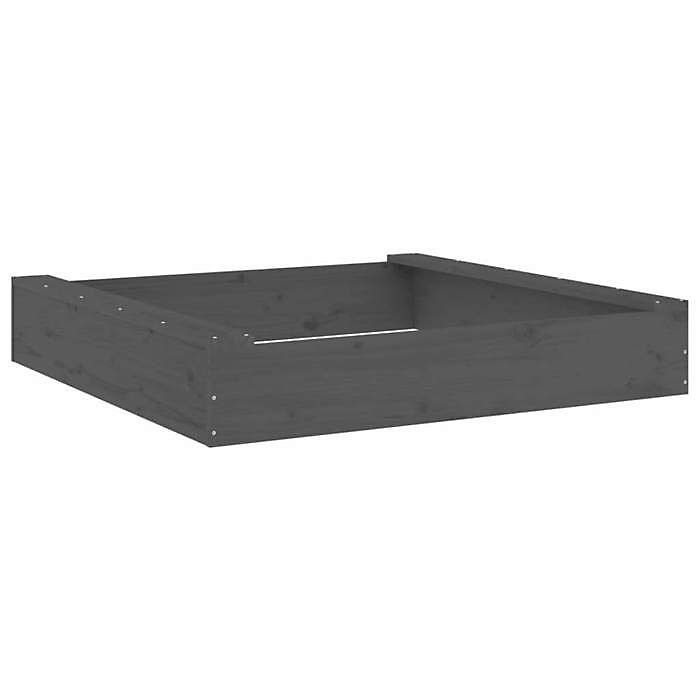 Bac à sable – vidaXL, Modèle carré, Bois de pin massif, 111 × 111 × 20 cm, Gris