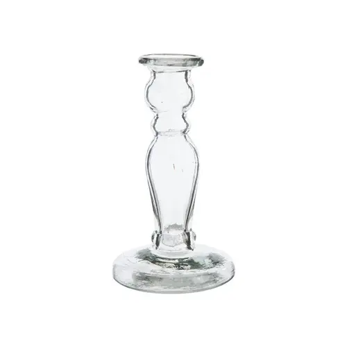 Bougeoir soliflore en verre transparent - Ø 8,4 x H 25,5 cm