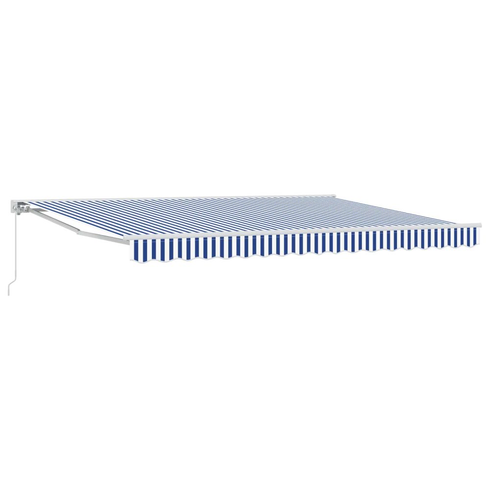 vidaXL Auvent rétractable manuel Bleu et Blanc 4 × 3 m