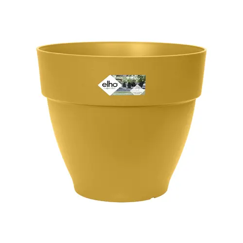 Pot rond en plastique recyclé coloris jaune miel Elho Vibia Campana - Ø 40 x H 33,4 cm