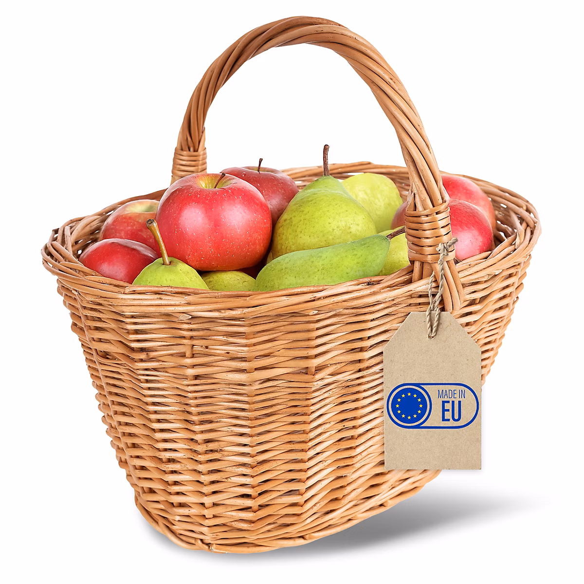 Creative Home Panier en Osier avec Poignées 32 × 24 × 29 cm – Tissé à la Main, Panier Cadeau, Fruits et Pique-Nique Naturel