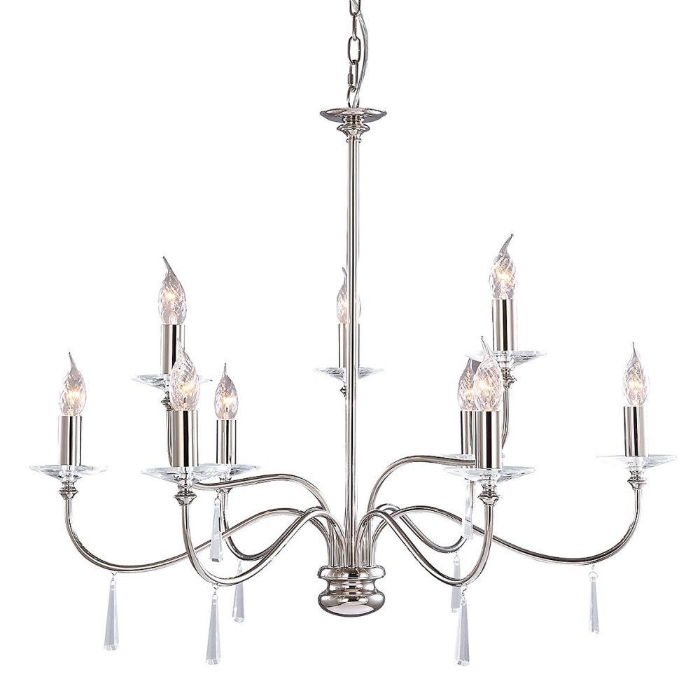 Elstead Finsbury Park – Lustre à 9 ampoules au fini nickel poli, E14