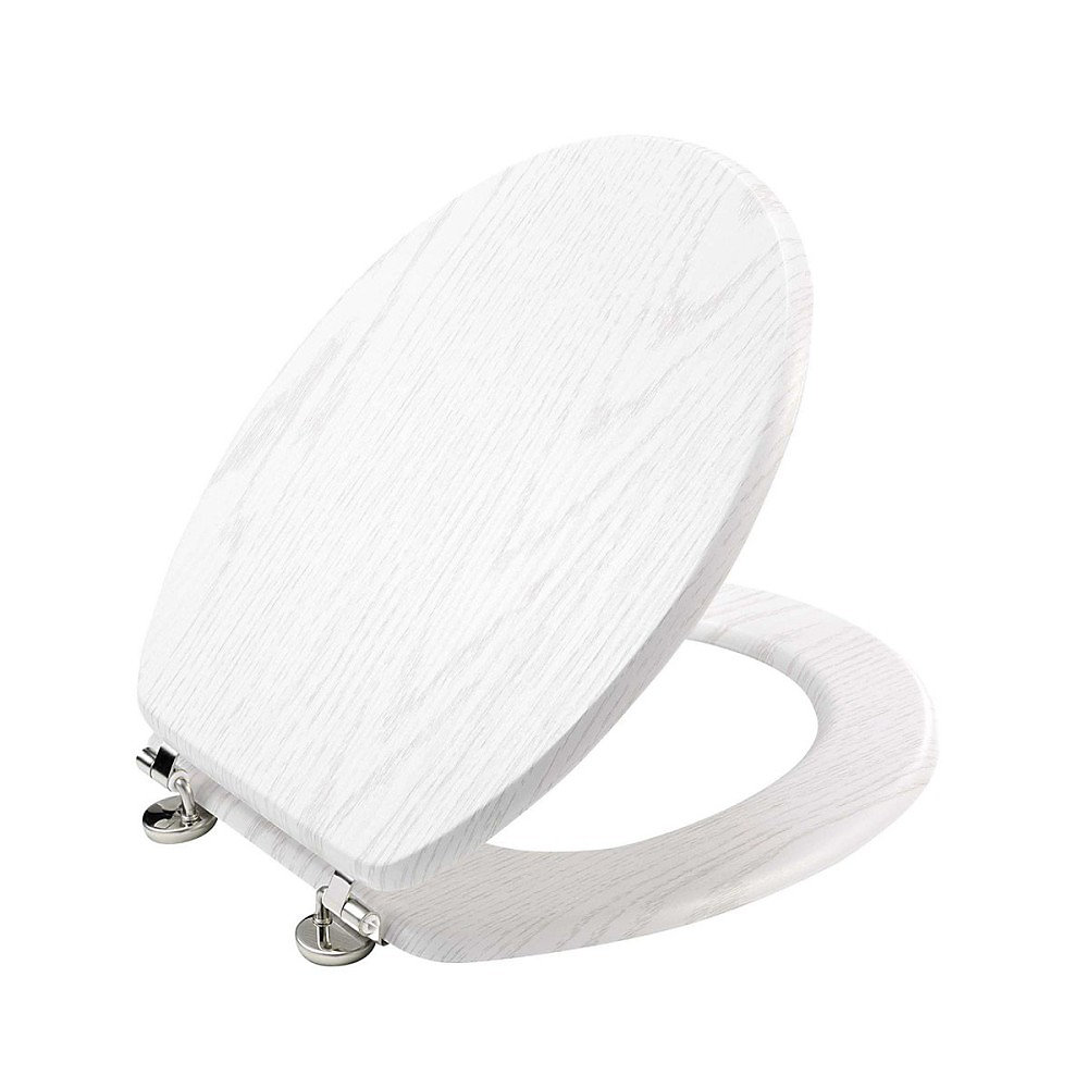 Abattant WC MDF charnières métal effet bois Strata blanc – Réf. RCHSQYXBD4758510706