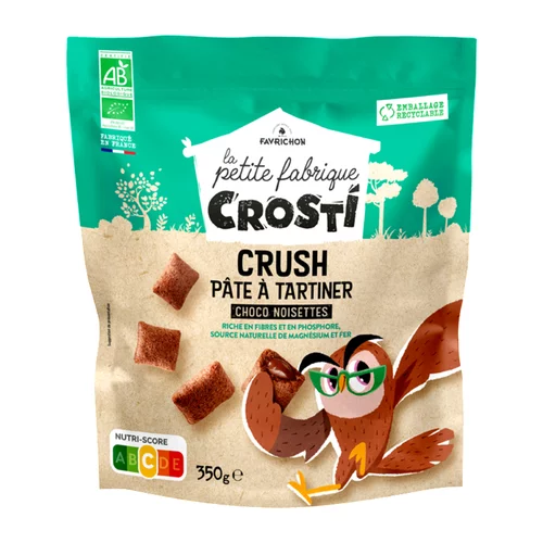 Crosti crush pâte à tartiner choco noisette bio Favrichon - 350 g