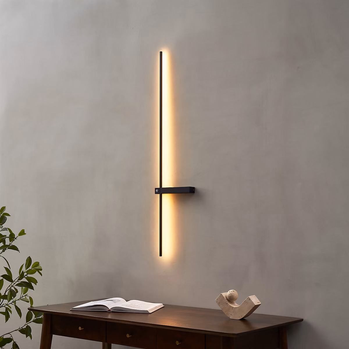 Applique minimaliste barre noire LED dimmable avec interrupteur – Stolia
