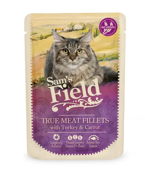 Pâtée pour chat en sachet à la dinde et aux carottes Sam's Field - 85 g