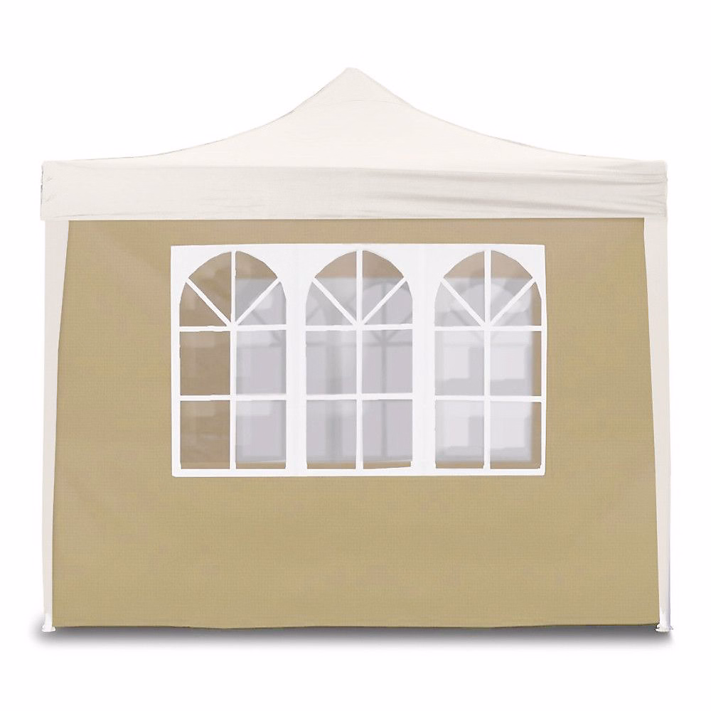 Couverture Latérale Beige 3 × 2M Avec Fenêtres Pour Tonnelle Pliable 3 × 3M