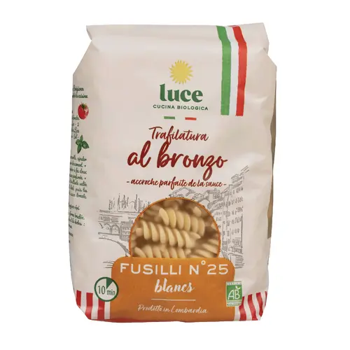 Sachet de fusilli blancs bronze bio Luce - 500 g