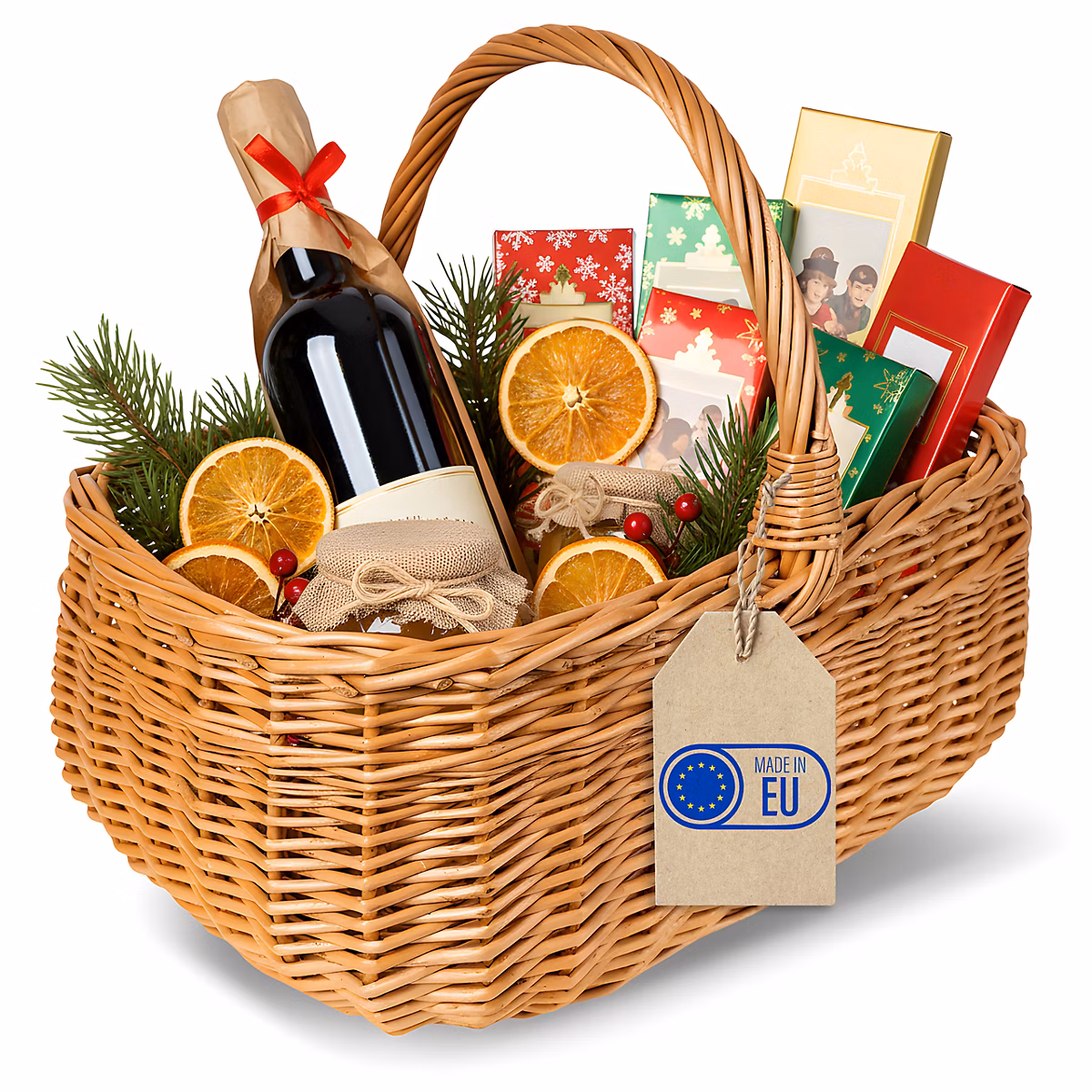 Creative Home Panier en Osier avec Poignées 36 × 27 × 32 cm – Panier à Pique-Nique, Panier de Pâques, Tissé à la Main, Naturel