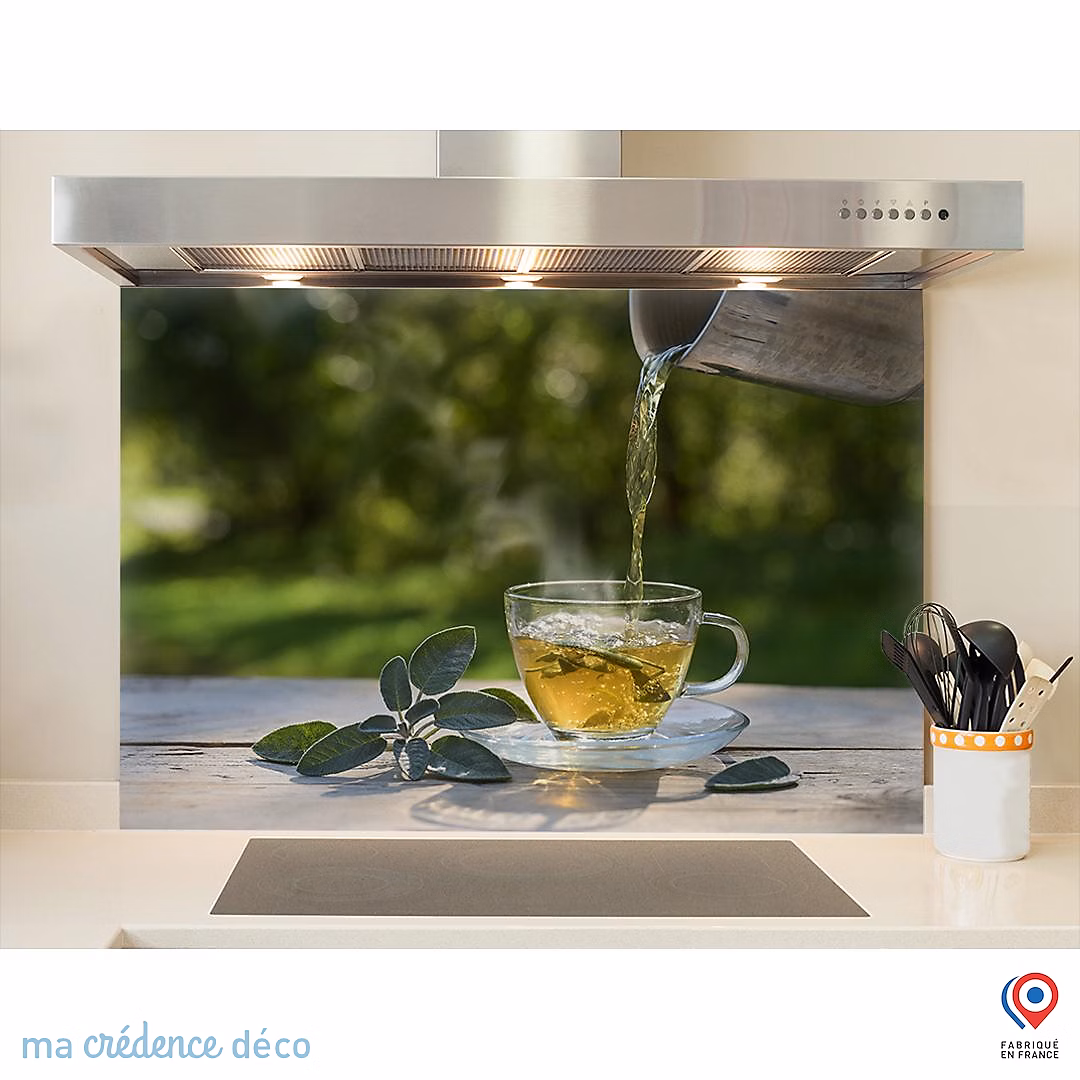 Crédence cuisine fond de hotte Thé à la menthe – Verre trempé | L 90 cm x H 50 cm | MaCrédenceDéco