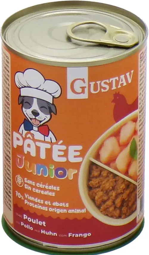 Pâtée pour chien junior au poulet sans céréales complète Bubimex Gustav - 400 g