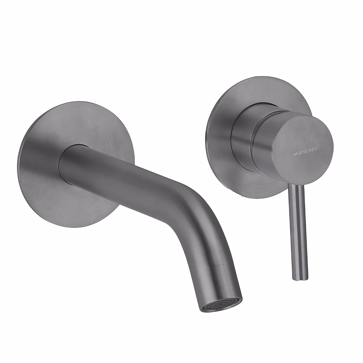 BALNEO Robinet Mitigeur mural pour lavabo gris foncé Acier inoxydable – Mitigeur encastré en acier inoxydable pour lavabo CASCADE