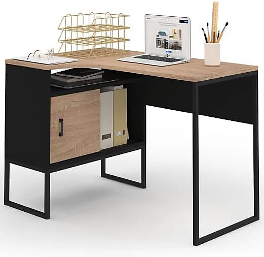 Aménagement bureau – Bureau d'Angle avec Rangement Design Industriel