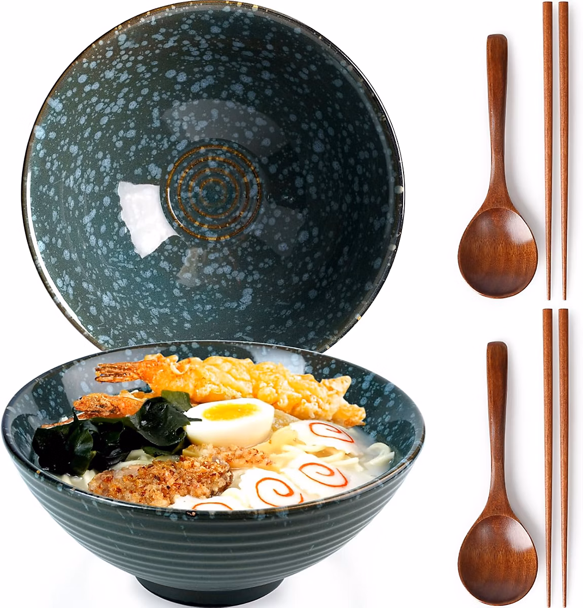 Bol à ramen japonais 1200 ml en céramique artisanale émeraude – Réf. IDOQRLSZP7159155281