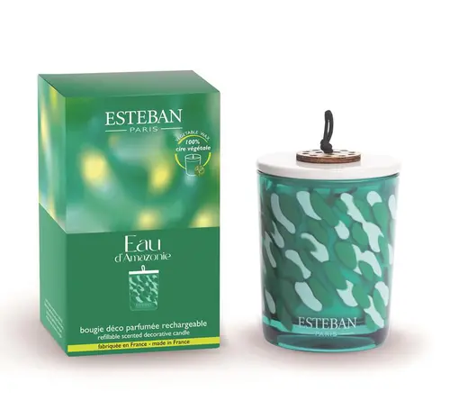 Bougie parfumée déco verte Esteban senteur Eau d’Amazonie - 180 g