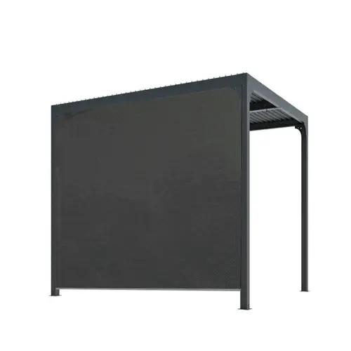 Pergola bioclimatique coloris gris en aluminium - 3,6 x 3 m