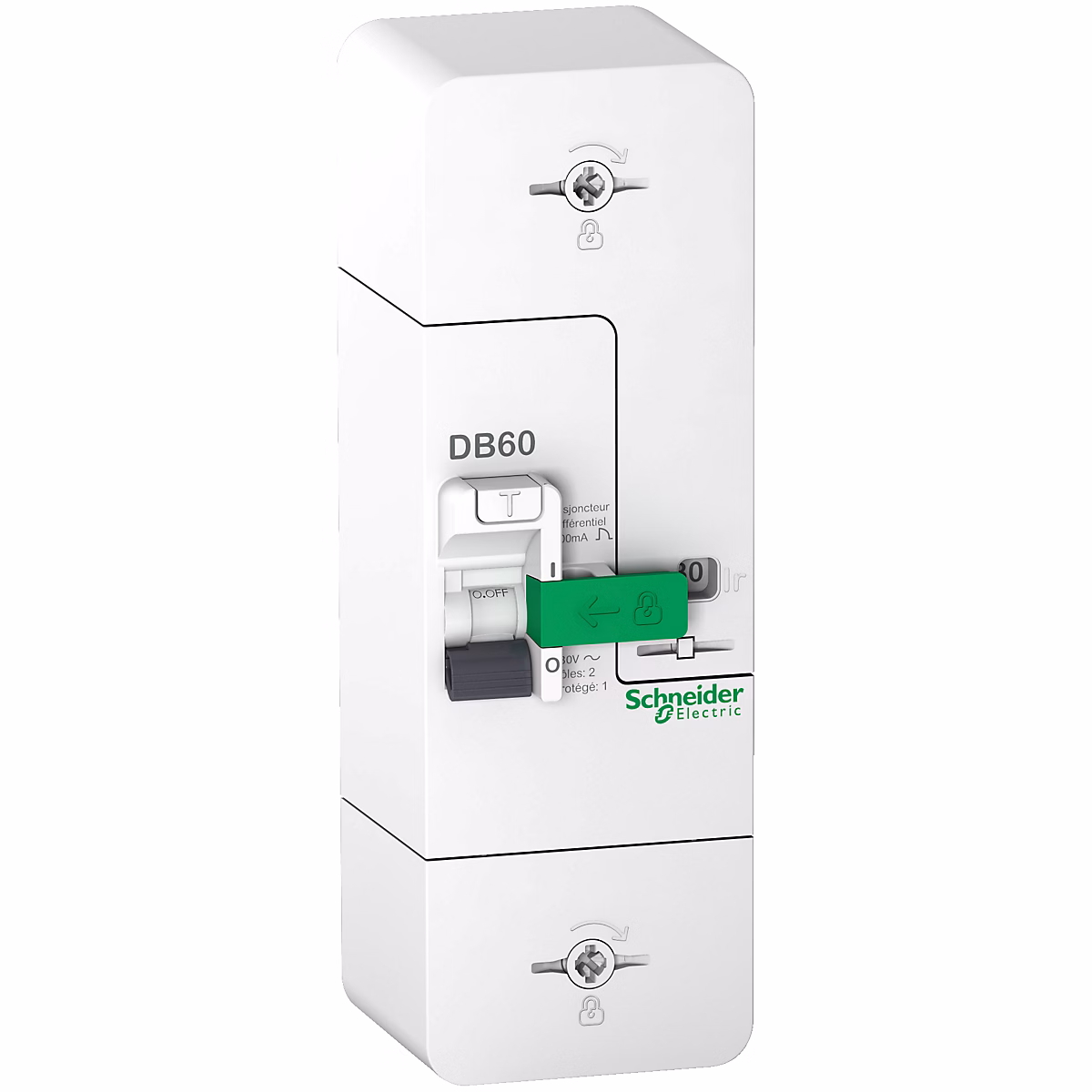 Tableau électrique et protection – Disjoncteur branchement phase + neutre 15/30/45A 500mA sélectif Schneider Electric Resi9