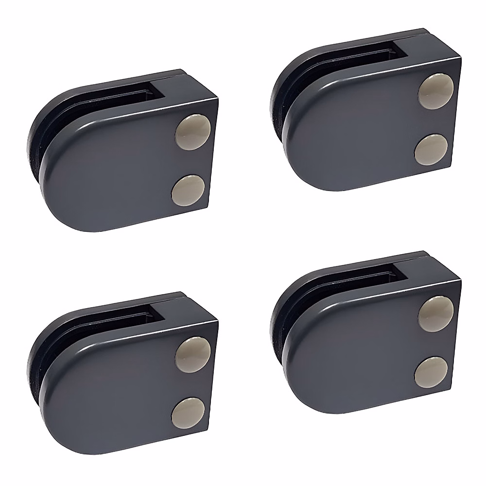 4 x Pince à verre plate modèle 02 | Ep. verre 9 – 52 mm – Zamak gris anthracite RAL 7016