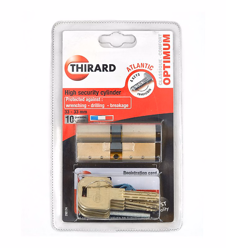 Serrure et cylindre – Cylindre double de sécurité 33x33 nickelé débrayable pour porte ATLANTIC THIRARD