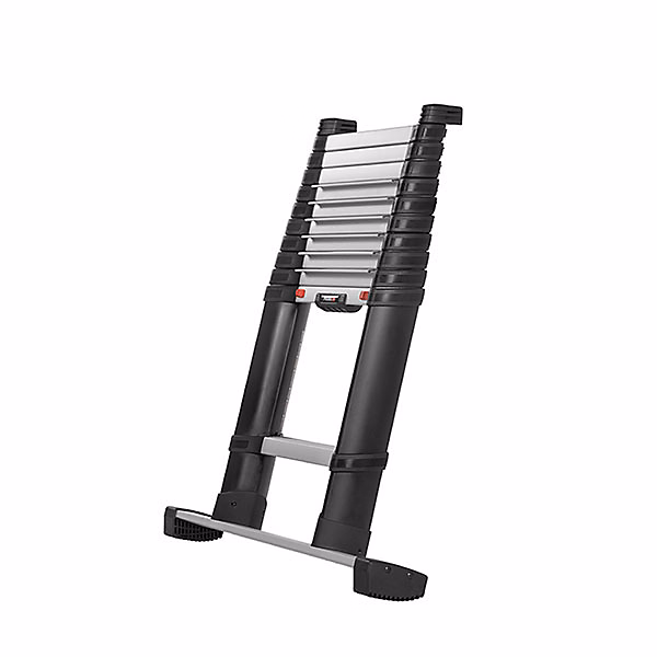 Echelle télescopique 3.50m avec barre stabilisatrice – Marches larges | 11 marches 80 mm | Hauteur de travail max. 4.30m