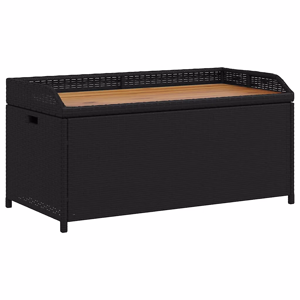 Salon et mobilier de jardin – Banc de rangement noir résine tressée et bois d'acacia vidaXL