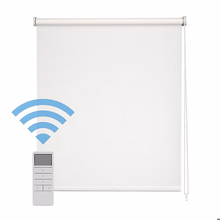 Easydeco – Store Enrouleur motorisé à batterie Translucide (Blanc, 105 × 250 cm)