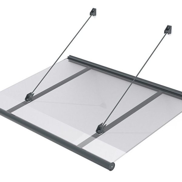 ARCTOM Auvent Kowal 151 × 94 – couleur anthracite RAL7016, plaque incolore PMMA
