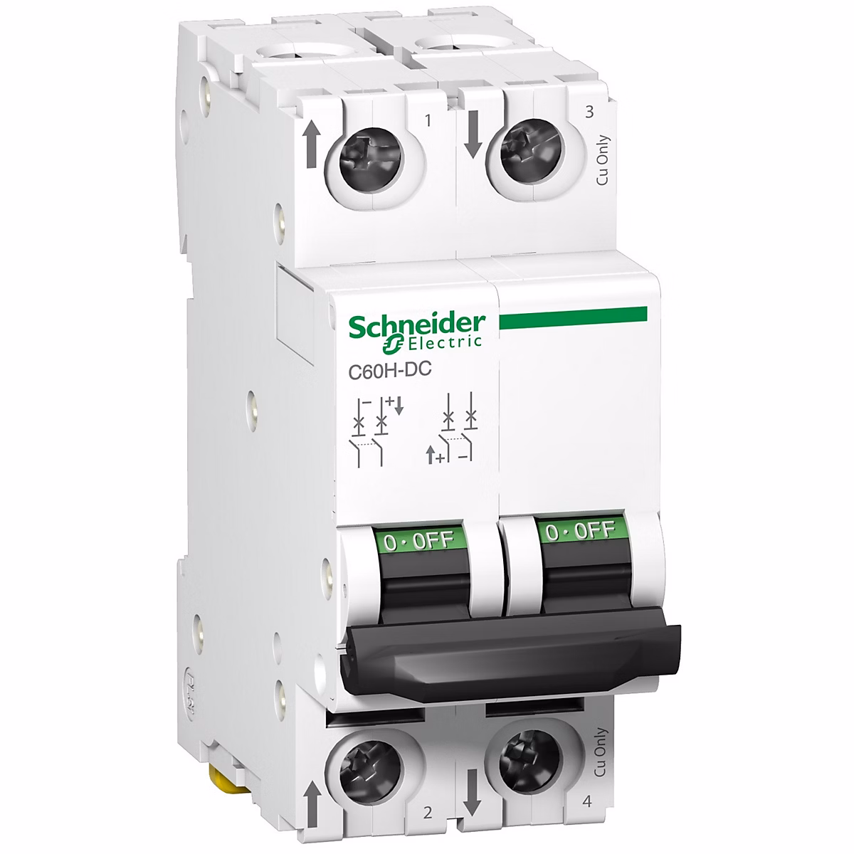 A9n61526 Disjoncteur Courant Continu Dc – 2p, 6a, Courbe C, à Vis, Schneider C60h, dc