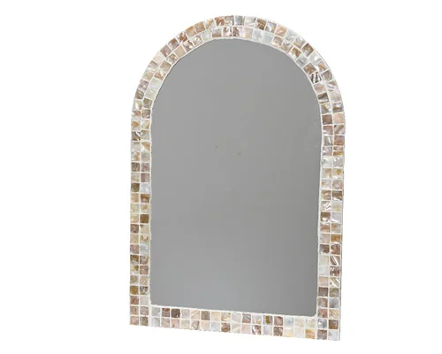 Miroir en verre et capiz blanc - 34,5 x 50 cm