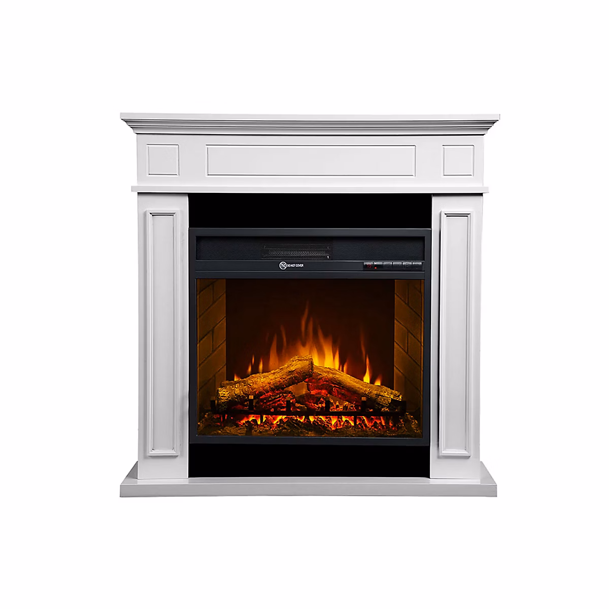 Cheminée électrique sur pied Frankystar Jefferson blanc effet flamme 89 – 5 × 28 × 90,5 cm