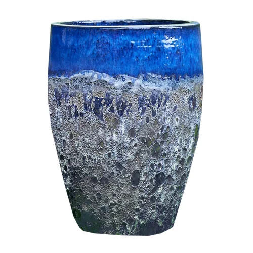 Jarre en grès émaillé bleu Decolines Leon - Ø 59 x H 68 cm