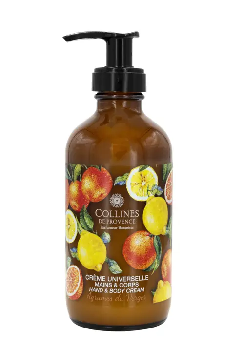 Crème universelle mains et corps en flacon pompe senteur Agrumes du Verger Collines de Provence – 225 ml