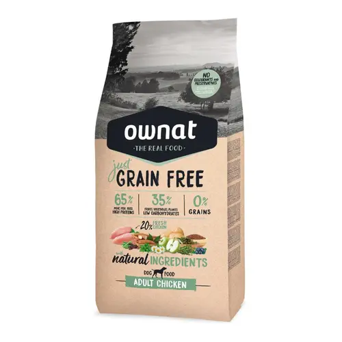 Croquette pour chien adulte Just Grain Free au poulet Ownat - 14 kg
