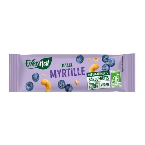 Barre myrtille bio en sachet Evernat - 40 g