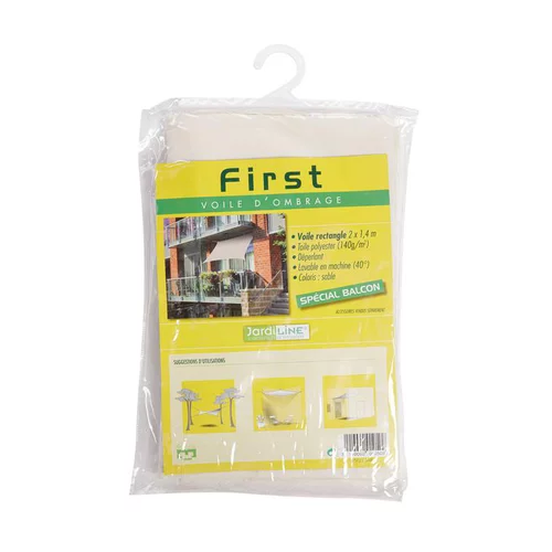 Voile d'ombrage rectangulaire beige spéciale balcon 2,0 x 1,4 m