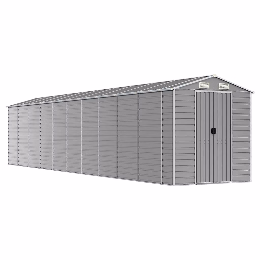 Abri de jardin gris clair 191 × 895 × 198 cm en acier galvanisé vidaXL