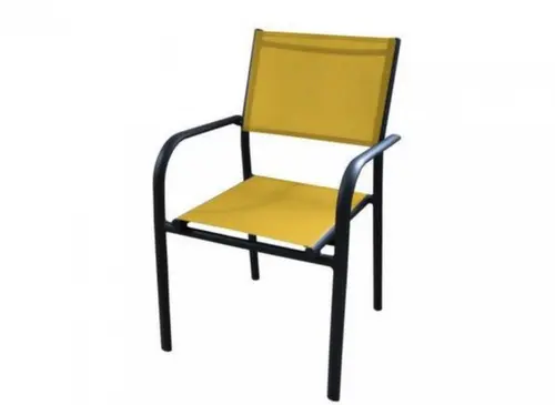 Fauteuil de jardin empilable, aluminium et toile, graphite / moutarde - PROLOISIRS Duca